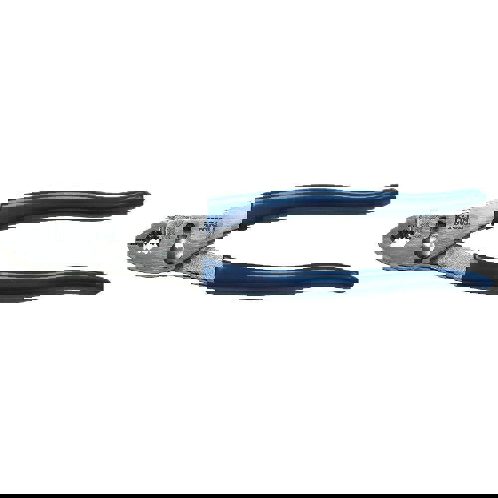 Slip Joint Pliers; Jaw Texture: Serrated ; Finish: Nickel-Plated ; Handle Color: Blue ; Insulated: No ; Tether Style: Not Tether Capable